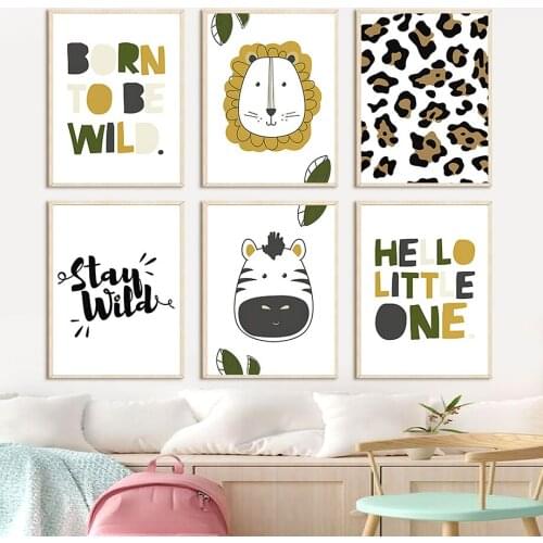 Lion Zebra Wild Animals Cartoon Color Nordic Posters And Prints Nursery Wall Art Canvas Painting Wall Pictures Child Room Decor