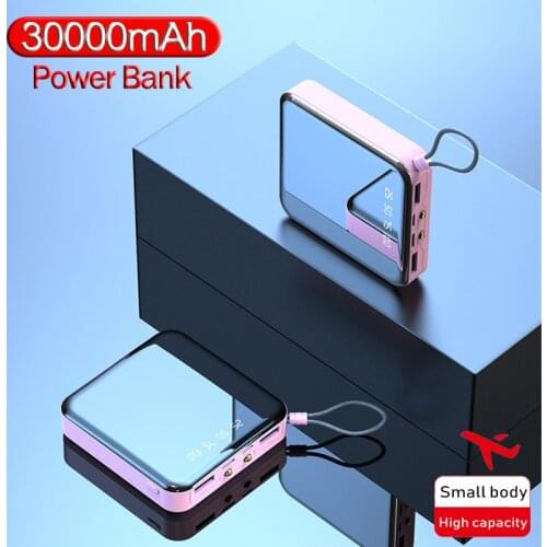 30000mah Mini Power Bank Portable Charger 2USB Port External Battery Digital Display Poverbank Charger for Xiaomi Samsung IPhone