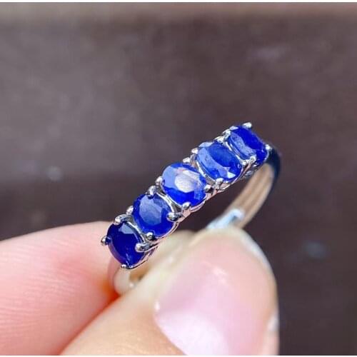 Natural And Real Sapphire Ring 925 Sterling Silver Birthday Jewelry