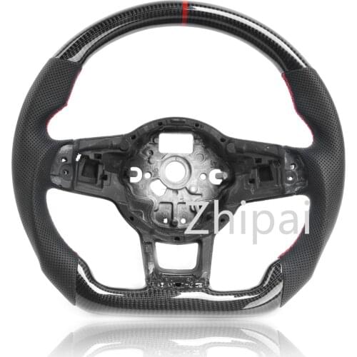 For VW Golf carbon fiber steering wheel/trims MK7/MK7.5 GTI/R carbon fiber + perforated leather Steering wheel