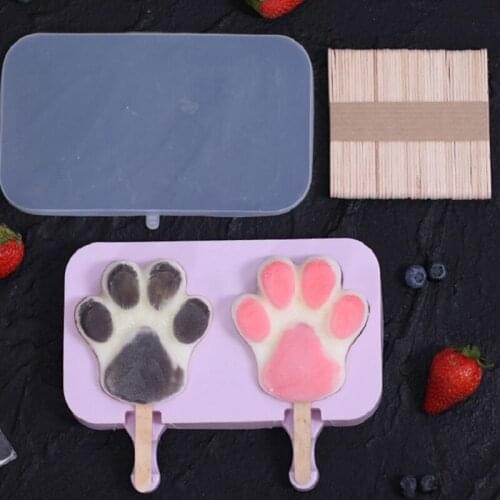 Silicone Ice Cream Molds Reusable Cat Claw Popsicle Mold With Lid Summer DIY Homemade Popsicle Jelly Mold Ice Cream Making Molds