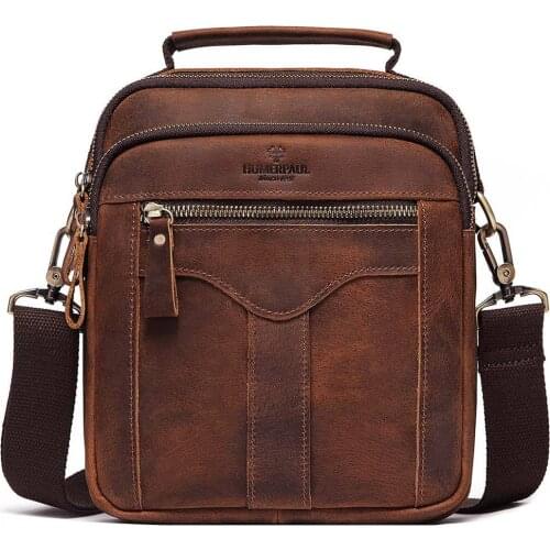 Mens High Quality Genuine Leather Vintage Shoulder Bag Male Crossbody Sling Bags Men Large Capacity Travel Handbag Briefcase