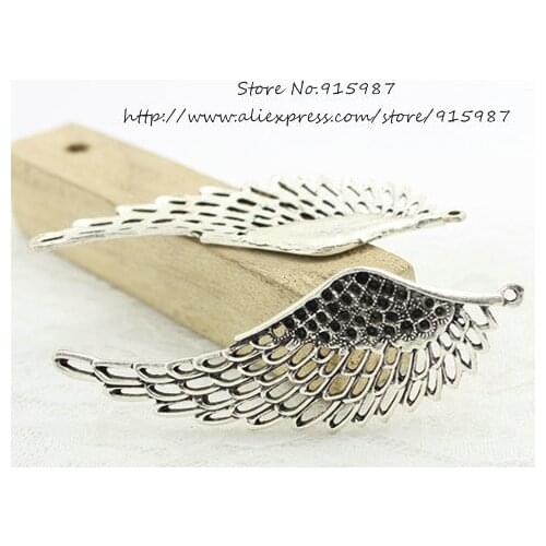 Sweet Bell 12pcs 25*73mm Vintage Alloy Big Angel Wings Jewelry Charms Jewelry Pendants Fit Jewelry Making Charms D0740