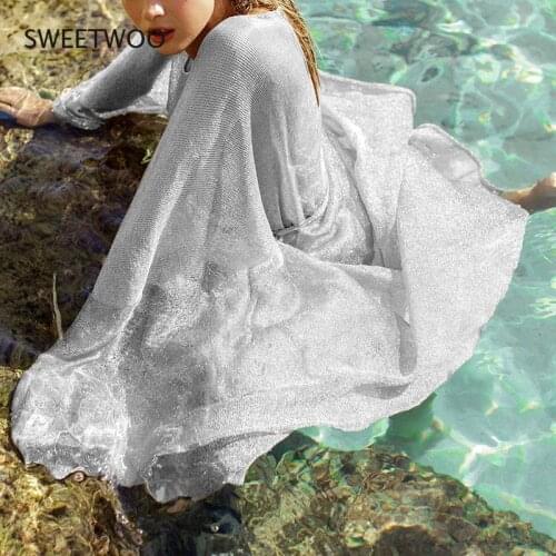 2021 Beach Cover Up Dress Knitted Tunic Bikini Cover Up Swimwear New Women Robe De Plage Beach Cardigan Summer Cover Ups Dresse