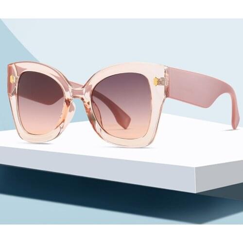 2021 New Oversized Square Cat Eye Sunglasses For Women Vintage Patchwork Elegant Sun Glasses Female Gradient Pink Shades
