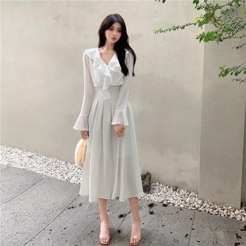 Two-piece Suit White Dresses for Women V-neck Strapless Spaghetti Strap Dresses Off Shoulder Beach Style Autumn Fashion New
