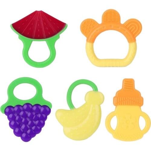 1Pc Baby Teether 7.5*8cm Silicone Vegetable Fruits Sucking Teethers Fabric Teething Training Babies Chewing Teethers Feeding