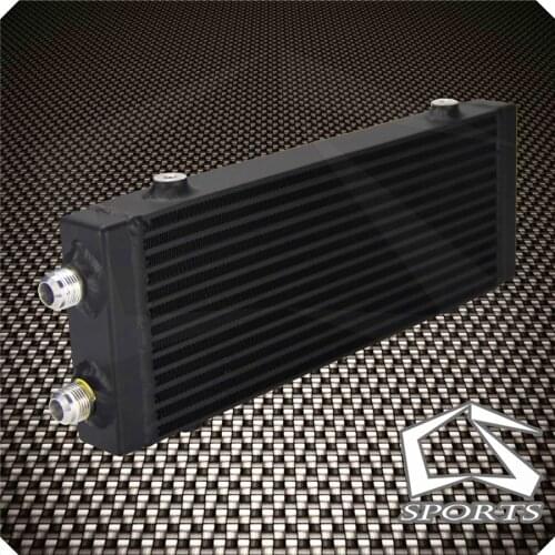 Universal Medium Bar and Plate Dual Pass Oil Cooler Core:14"x5.5"x1.58" Black/Silver 1PCS