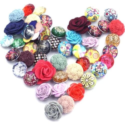 10PCS 18mm Mixed Plant Flower Round Dome Snap Press Buttons Crafts Scrapbook Gift Charm Jewelry Accessories Snap Fastener 5.5mm