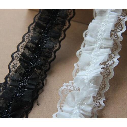10yards/lot Ruffled Lace Trim DIY Sewing Material Chiffon Lace Trim