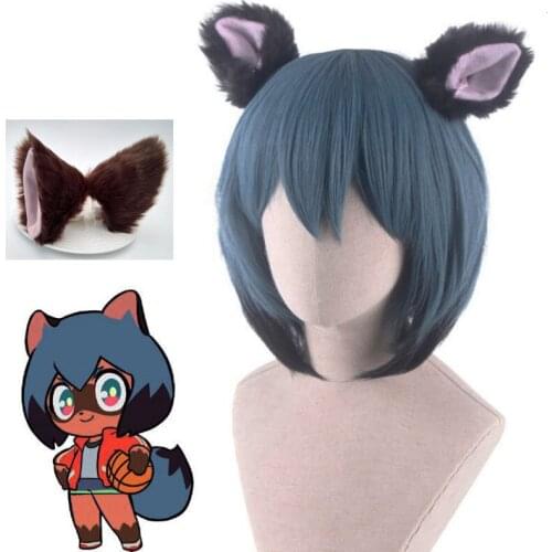 13.8" 35cm Anime BRAND NEW ANIMAL Cosplay Wigs Kagemori Michiru BNA Women Wigs Ears Halloween Heat Resistant Synthetic Hair