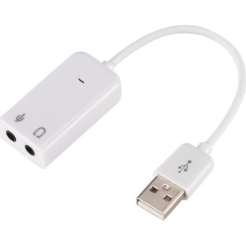 18.5cm 3D White USB 2.0 Virtual 7.1 Channel External USB Audio Sound Card Adapter Sound Cards For Laptop PC Mac With Cable