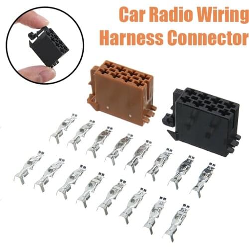 2pcs 8 Pin Male ISO Car Stereo Audio Radio Wiring Harness Connector Adaptor Power Supply Block Loom + 18pcs Female pins
