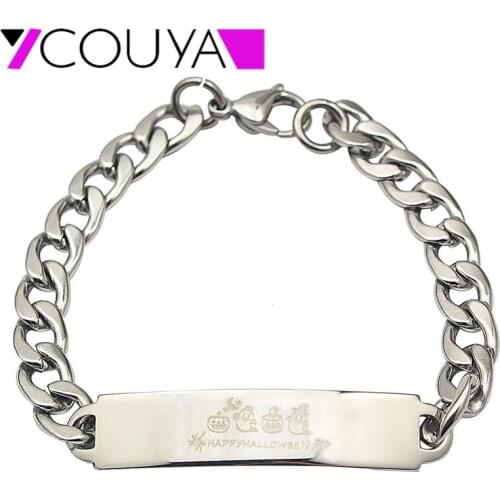 2016 Halloween Custom Jewelry Stainless Steel DIY Bracelet "HAPPY HALLOWEEN" Silver Color Charm Bracelet & Bangles for Women