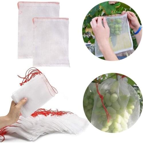 30pcs Nylon transparent Netting Bags Prevent Grape Fruit Tree Mosquitoes Anti Bird Drawstring Net Bag Garden Protection Tool