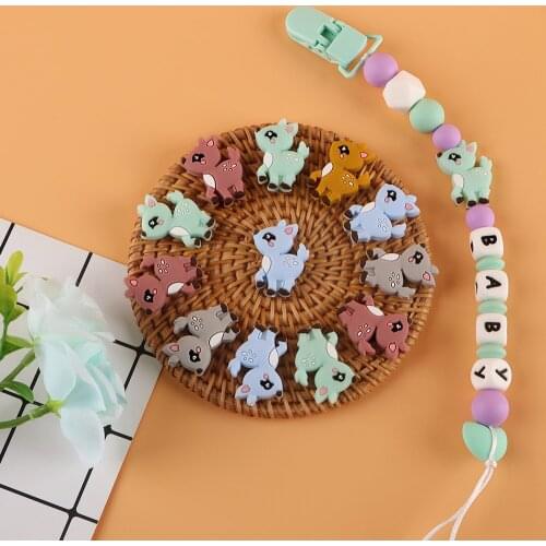 Kovict 50/100Pcs Sika Deer Shape Silicone Beads Baby Molar Teether Bead DIY Pacifier Chain Jewelry Accessories