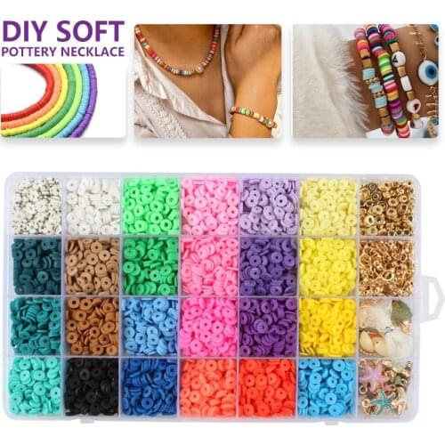 5036Pcs/Box Flat Round Polymer Clay Beads Chip Disk Loose Spacer Handmade Slice Beads For DIY Jewelry Making Bracelets