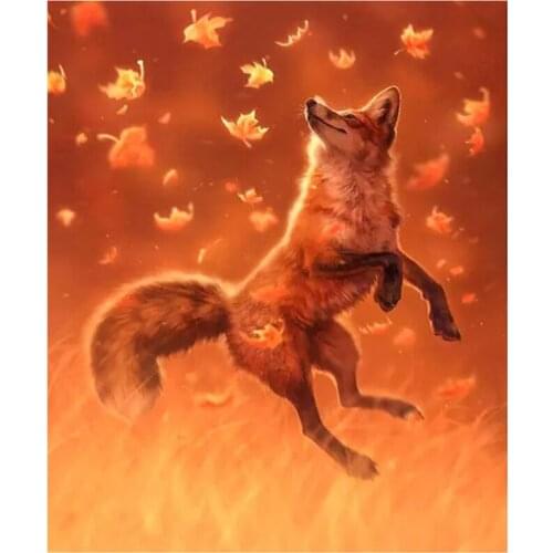 2021 New 5D DIY Full Round/Square Diamond Painting Red Fox Cross Stitch 3D Embroidery Rhinestone Mosaic Home Decor Art Y510