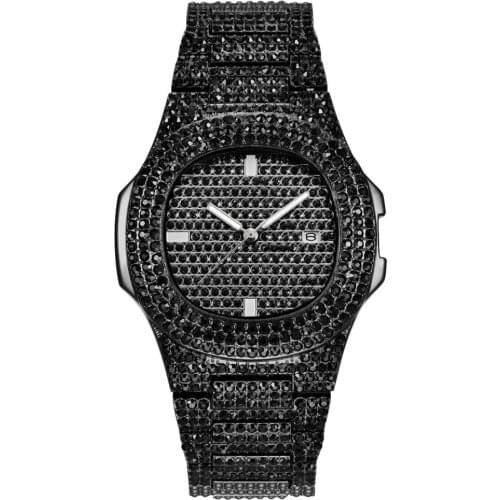 Unisex Fashion Adjustable Rhinestone Inlaid Round Dial Analog Quartz Wrist Watch Gift reloj hombre