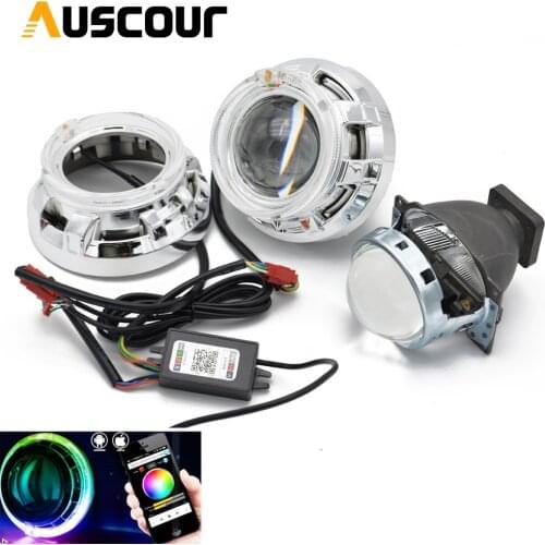 3.0 inch car bixenon projector lens car assembly kit with RGB app Bluetooth angel eyes shrouds hearlight D1S D2S D3S D4S modify