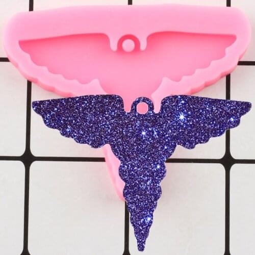 Shiny Angel Wings Necklace Silicone Mold DIY Keychain Pendant Jewelry Making Molds Key Ring Epoxy Resin Mould