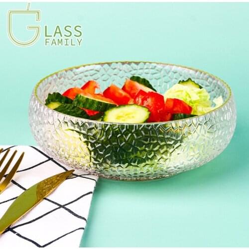 GF Mixing Bowls Glass Salad Bowl Transparent Serving Bowls for Popcorn Snack Fruit Vegetable Dessert Bowl Cereal Pasta