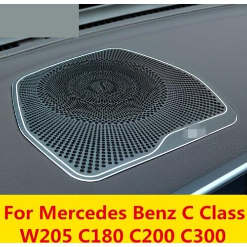 Aluminum alloy Black Titanium Dashboard(audio) Loud Speaker Cover Horns Mesh For Mercedes Benz C Class W205 C180 C200 C300