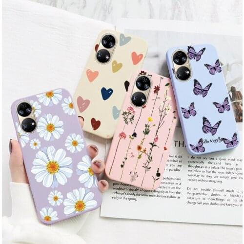 For Huawei P50 5G Cases Silicone Back Cover Phone Case For huawei P 50 Huaweip50 6.3" Soft TPU Protective Coque Flowers Bumper