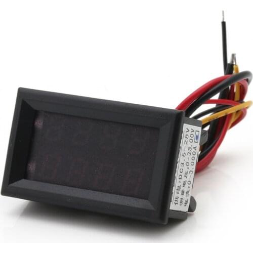 Dual Display 4 Bit Voltage Current Meter DC 0-33V/1A/3A Voltmeter Ammeter