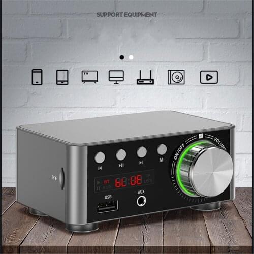 HIFI Bluetooth 5.0 Digital Power Audio Amplifier board 50WX2 Stereo AMP Amplificador Home Theater USB TF Card Player