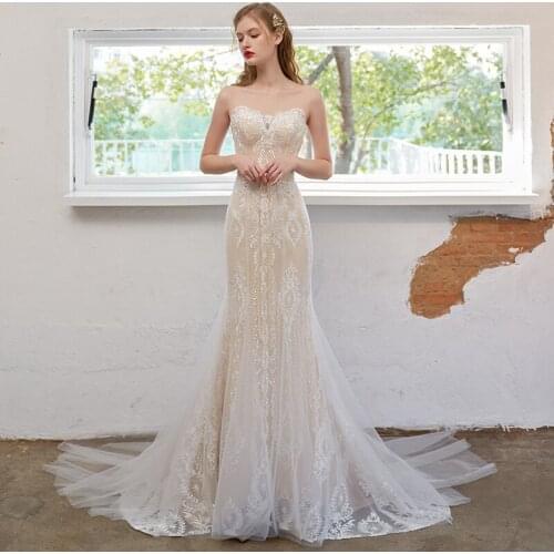 2021 Strapless Mermaid Wedding Dress With Tulle Jacket Appliqued Hollow Back Luxury Plus Size 2021 Customized Bridal Gown 4191