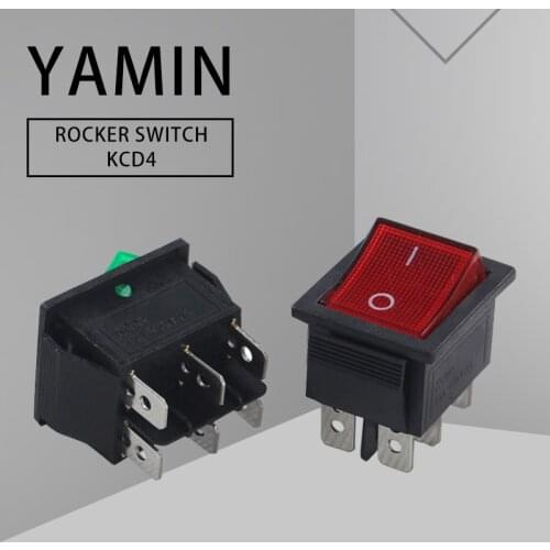 20pcs/lot Rocker Switch 2 Positions KCD4 Ship Type 15A/250V Red Green 6 Pins ELectrical Power Six Foot