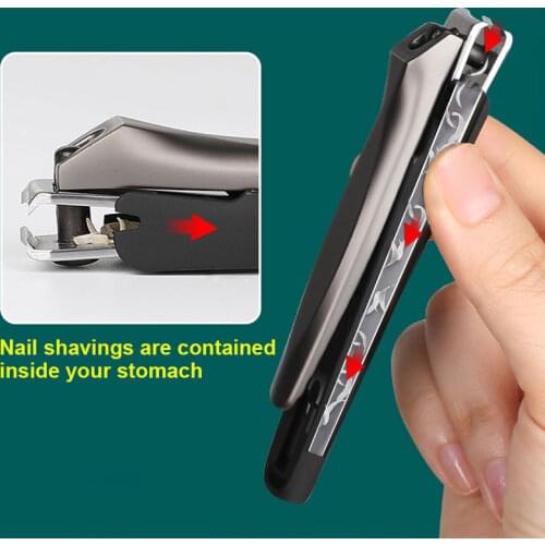 2 PCS/Set Nail Clippers Anti-splash Retractable Diagonal Silver Stainless Steel Nail Cutter Scissor Manicure Pedicure Tools