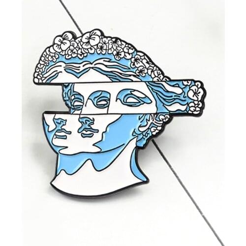 Fashion Art Sculpture Brooch Double-sided Misplaced Statue Wreath Hair Enamel Pin Brooch Bag Clothes Lapel pin Cartoon Jewelry