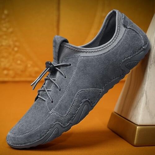 Spring Summer Mens Loafers outodor Comfortable Flat Casual Shoes Men Breathable Slip-On Soft cow suede Leather Shoes Moccasins