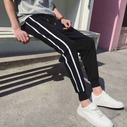 Men jogger pants 2020 new arrival spring and summer Korean style thin trendy male ankle-length pants black teenager boy n43