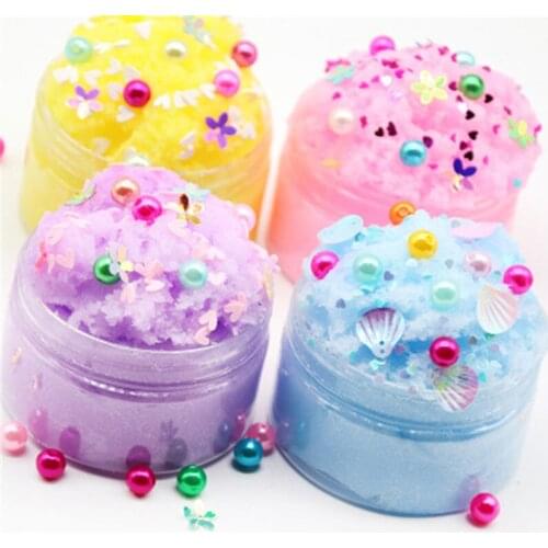 Fluffy Foam Soft Decompression Clay Toys Light Cotton Charms Slime Fun Toys For Children Stress Flower Pearl Brushed Mud Clays