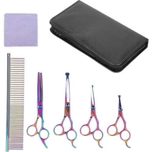 Brand New Stainless Steel Pet Grooming Scissors Kit With Safety Round Tip Dog Cat Trimmer Kit