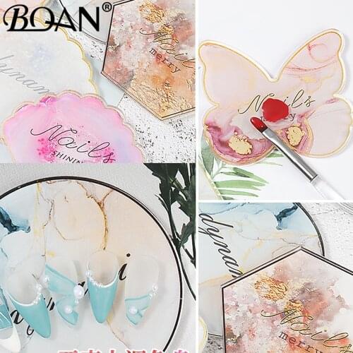 Butterfly Shell Resin Agate Nail Color Mixing Palette Gel Nail Polish Drawing Holder Shelf Color Paint Palette DIY Nail