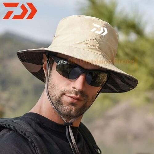 DAIWA Outdoor Climbing Fishing Tourism Large Brim Sun Fisherman Hat Summer Men Multifunction Bucket Hat Sun Protection Cap