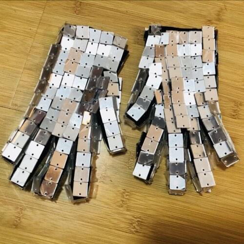 Silver Lens Gloves Stretch Mirrors Mittens Men Women Stage Performance Accessories Nightclub Bar Jazz Mechanical Dance Ornament