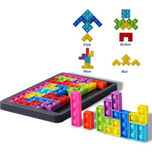 Pop Puzzle Game Fidget Jigsaw Toys, Squeeze Toys, Russian Blocks Game Puzzle Squeeze Toys,Relieves Stress and Anxiety Fidget Toy