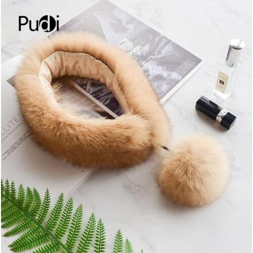 PUDI SF824 Real Fox Fur Scarf Winter Autumn Warm Natural Fox Fur Scarves Ring Shawl 15 Colors