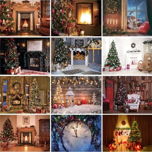 SHENGYONGBAO Christmas Photography Backgrounds Fireplace Christmas Tree Gift Baby Newborn Photo Backdrop Photocall 210318XLT-03
