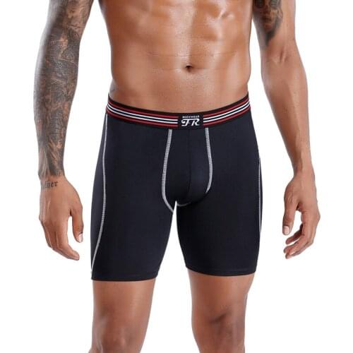 Long Boxer Shorts Men Sports Workout Jogging Compression Shorts Seamless Panties Quick Dry Fitness Underwear Boxershorts Trunks