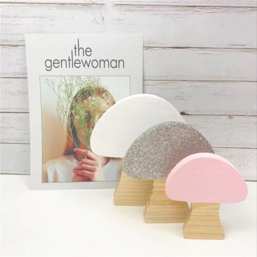 Nordic Wooden Mushroom Blocks Sign Wall Art Decal For Nursery And Kids Room Decor Design Scandinavian Style Photography Props