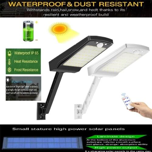 56LED Solar Light Outdoor Garden Street Wall Motion Sensor Remote Control Adjustable Brightness PIR lamp