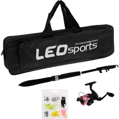 Telescopic Fishing Rod and Reel Combo Spinning Pole Full Kit with Hooks Lures Set Bag