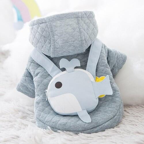 Warm Winter Dog Clothes Whale Backpack Dog Coat Breathable Hoodies for Small Dog Pet Clothing Puppy Jacket