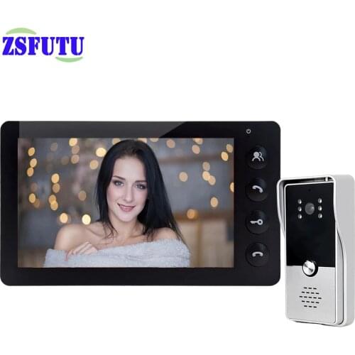 Video Door Phone Doorbell Intercom System 7" Monitor With Camera Waterproof Unlock Dual Way Talk Monitoring For Home Security
